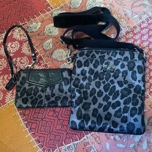 Black and Gray Leopard Print Coach Crossbody